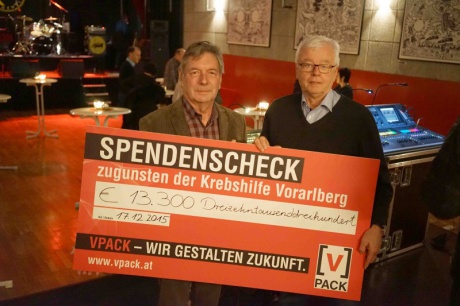 Vpack unterstützt Krebshilfe Vorarlberg